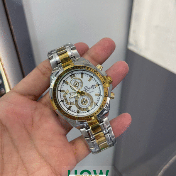 Silver & Gold Chronograph Watch for Men – Elegant Style
