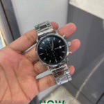 Black Dial Silver Chronograph Watch for Men – Elegant Look