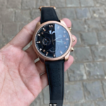Black & Rose Gold Leather Watch for Men – Trendy Bold