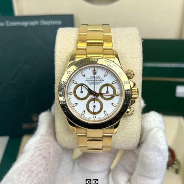 Golden with White Dial Chronograph Watch for Men – Trendy Premium Style