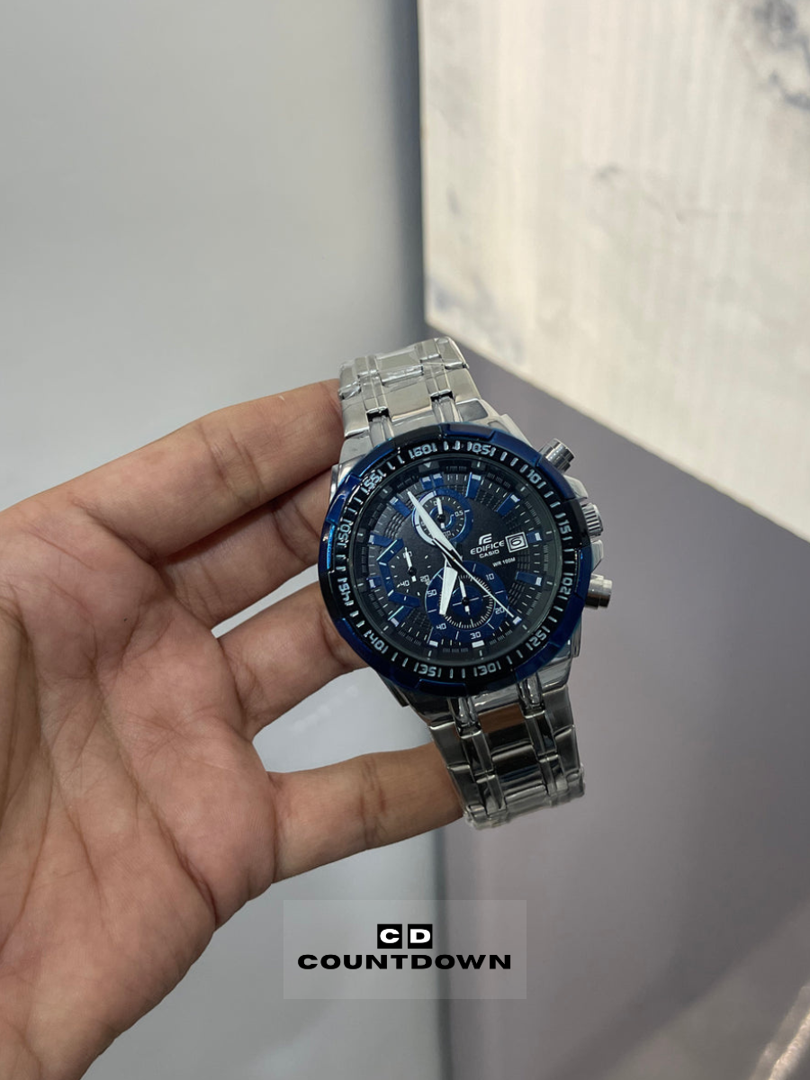 Image00003 Blue Bezel Chronograph Watch for Men – Modern Steel Look - Image 1