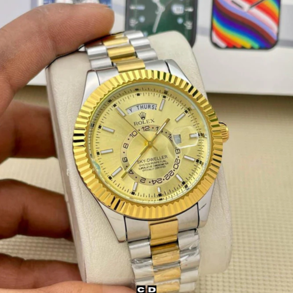 Stainless Steel Golden Dial & Jubli Chain Strap Watch