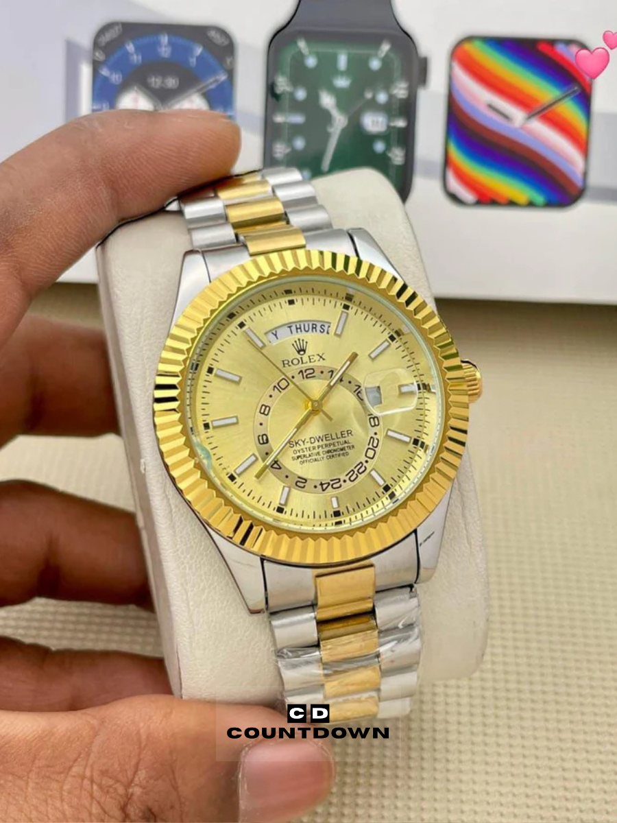 Image00001 Stainless Steel Golden Dial & Jubli Chain Strap Watch - Image 1