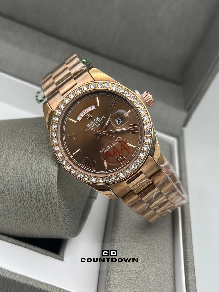 Image00003 Luxury Rose Gold Day-Date Wristwatch – Brown Dial Edition - Image 1