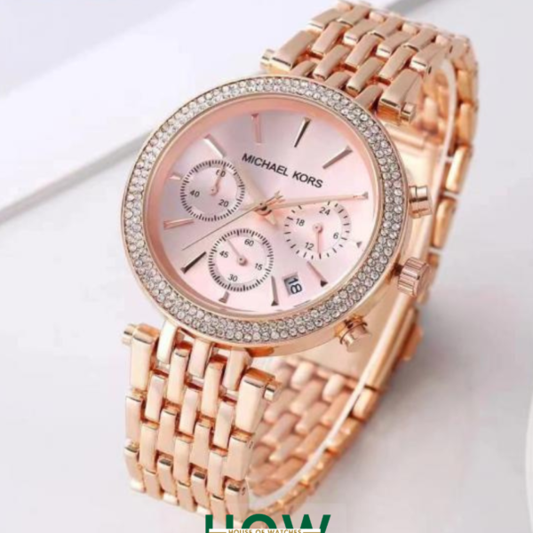 Elegant Crystal Bezel Chronograph Women’s Watch