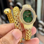 Elegant Snake-Style Silver Case White Dial Women's Watch