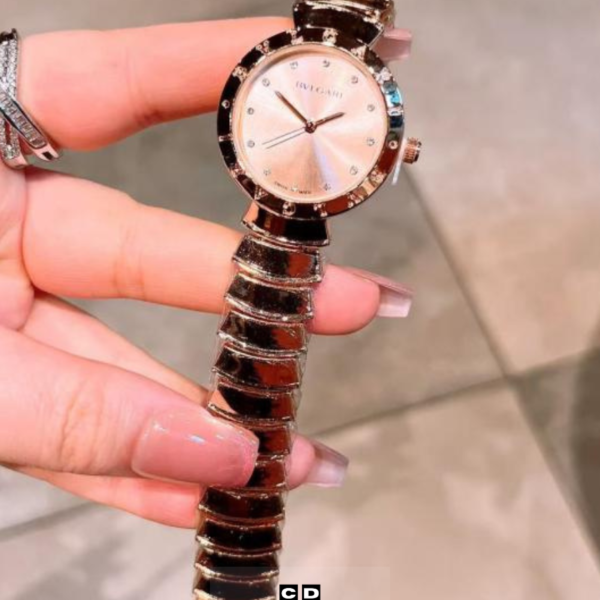 Luxury Snake-Style Copper Case Pink Dial Women’s Watch