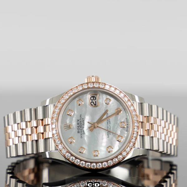 Luxury Two-Tone Copper Grey Dial Automatic-Style Women’s Watch