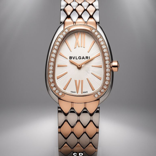Elegant 2-Tone Copper & Pink Serpentine-Style Women Watch