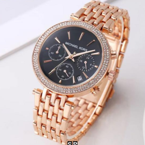 Elegant Crystal Bezel Chronograph Women’s Watch