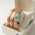 Luxury Snake-Style Copper Case Green Dial Women’s Watch