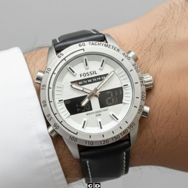 Luxury White Dial Leather Chronograph Watch