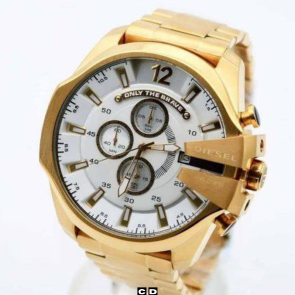 Luxury Gold Case Silver Dial Chronograph Watch