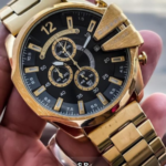 Luxury Rose Gold Case Silver Dial Chronograph Watch