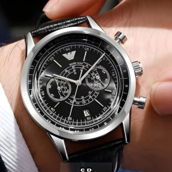 Luxury Black Dial Stainless Steel Chronograph Watch
