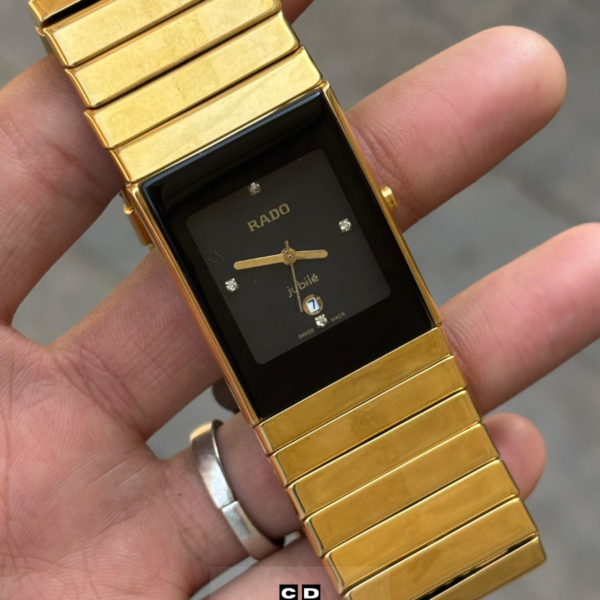 Elegant Black Dial Gold Finish Watch