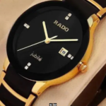 Premium Gold-Tone Black Dial Analog Watch