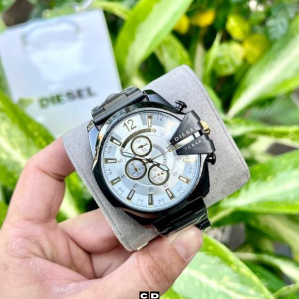 Luxury White Case Silver Dial Chronograph Watch
