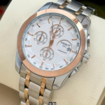Silver Dial Rose Gold Bezel Two-Tone Strap Watch