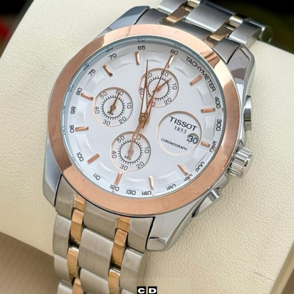 Silver Dial Rose Gold Bezel Two-Tone Strap Watch