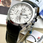 Luxury White Dial Leather Chronograph Watch
