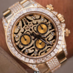 Luxury Rose Gold Tiger Eye Chronograph Watch