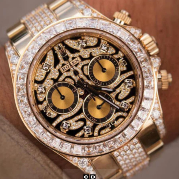 Luxury Rose Gold Tiger Eye Chronograph Watch