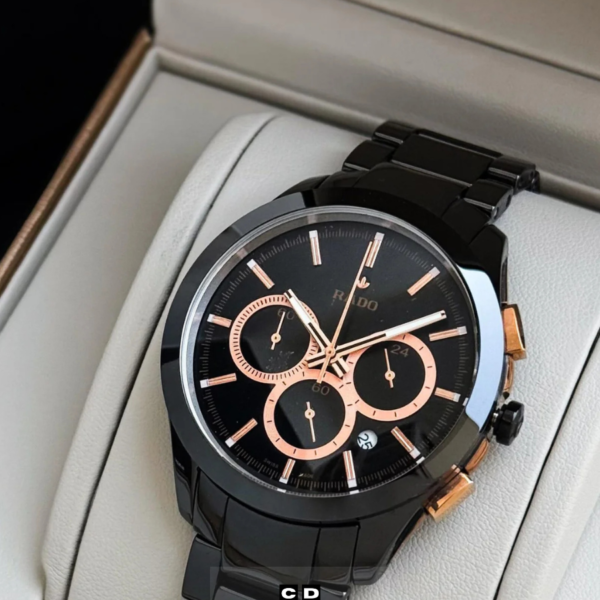 Luxury Black & Copper Chronograph Watch
