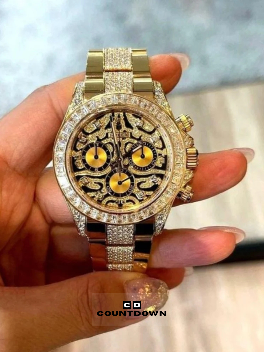 Image00005 Luxury Gold Tiger Eye Chronograph Watch - Image 1