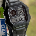 All Black Digital Leather Strap Watch